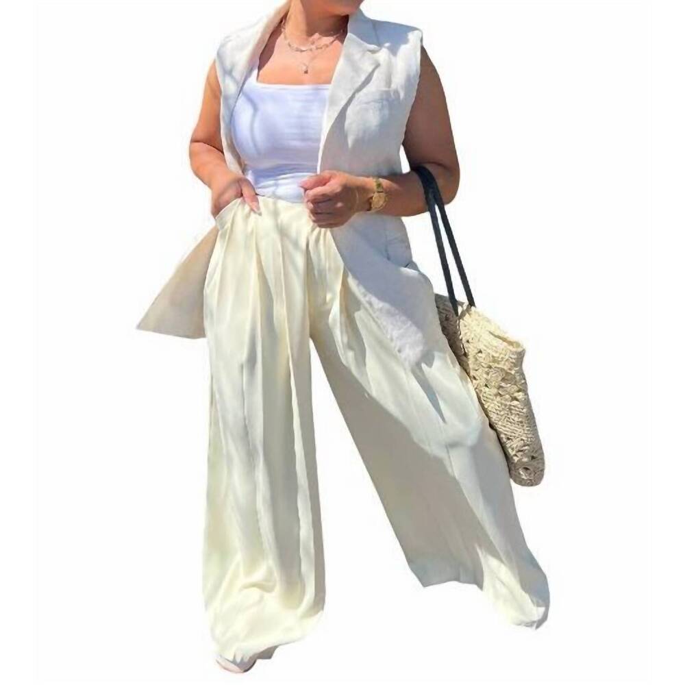 NEW MUY MUY FANCY wide leg trousers in butter yellow
